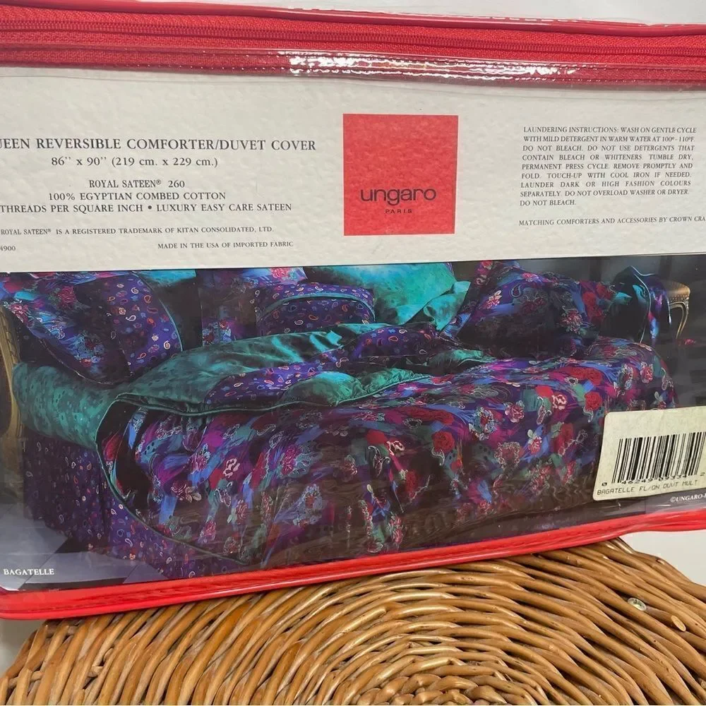 NEW Ungaro Paris Retro 70s 80s Sealed Full / Queen Reversible Bed Duvet Cover